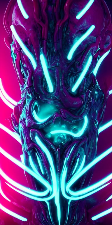 prompthunt: synthwave demonic alien face with neon horns, detailed face ...