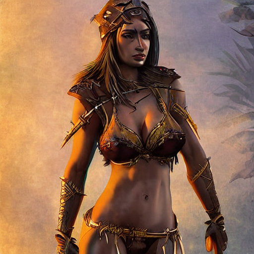 prompthunt: digital art of female warrior in bikini armor in highly  detailed fantasy jungle