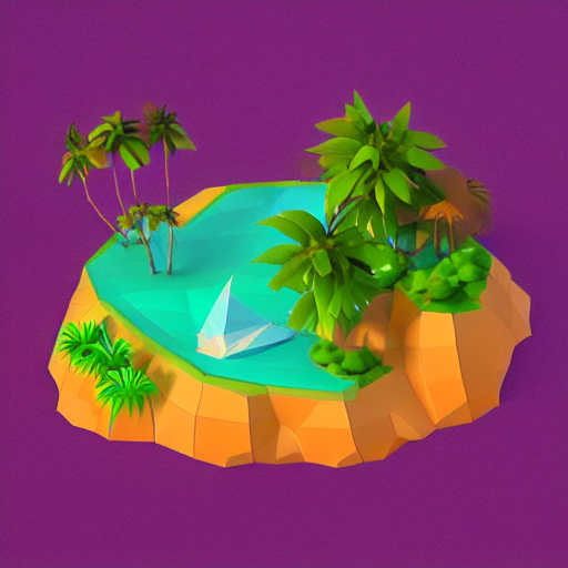 3D blender image of a low-poly isometric tropical island