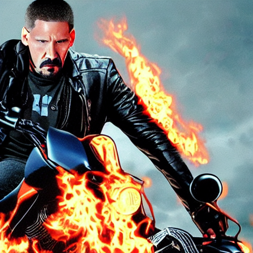 prompthunt: keanu reaves as ghost rider 3 4 k quality super realistic