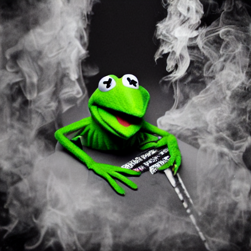 kermit the frog smoking a joint