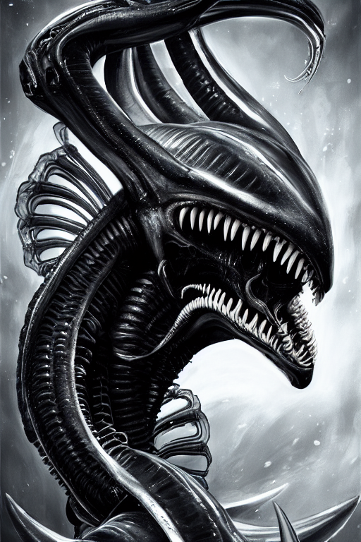 prompthunt: black and white, underwater xenomorph alien mixed with sharks  extra teeth, tentacles, highly detailed, digital painting, artstation,  concept art, smooth, sharp focus, illustration, unreal engine 5, 8 k, art  by carlos