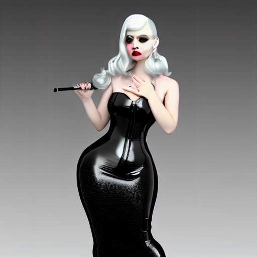 prompthunt: a curvy feminine pale goth cutie wearing an elegant elaborate  tight latex-nylon-leather sequined tube gown with red highlights,  thin-waist, cgsociety, photorealistic, sublime-comforting ambience, 16k,  smooth, sharp focus, trending on ...
