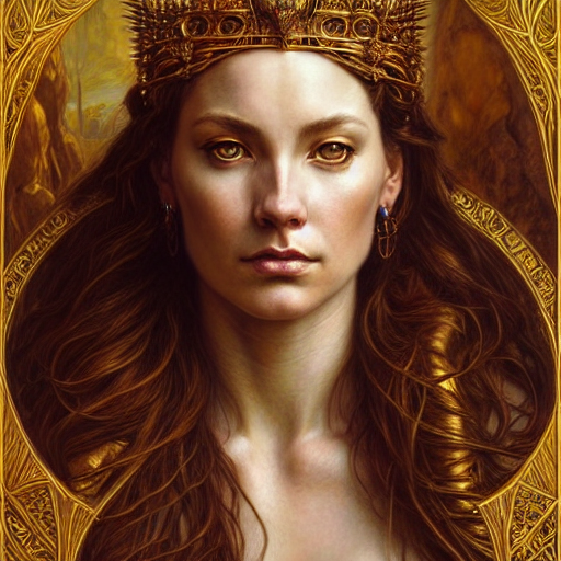 highly detailed portrait of a majestic lioness queen in the form of a beautiful woman. d & d. art by donato giancola, eugene delacroix, evelyn de morgan, bastien lecouffe - deharme. trending on artstation, intricate details, energetic composition, golden ratio, concept art, illustration, elegant art, global illuminaition