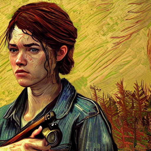 prompthunt: Abby Anderson (from The Last of Us Part II) in the style of  Vincent Van Gogh, masterpiece digital painting, 4k wallpaper, intricate  detail, beautiful, gorgeous, stunning, artstation