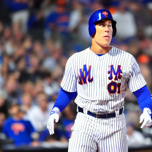 prompthunt: Aaron Judge in a NY Mets Uniform