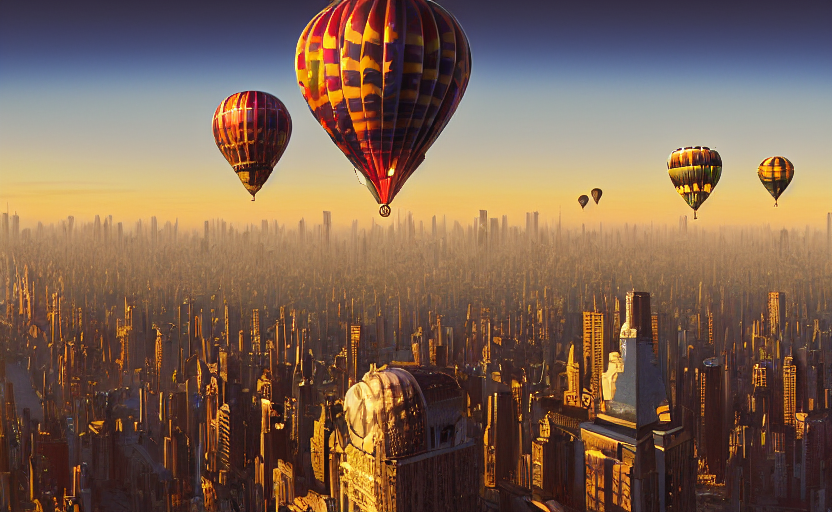 herhaling vermijden Horizontaal prompthunt: hyperdetailed baloons made of liquid chrome floating over a  cityscape at golden hour, by vladimir kush, by jeff koons, 8k resolution,  realistic shadows, rendered in octane, hyperdetailed, meticulous, intricate