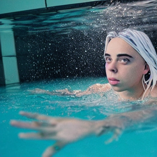 prompthunt: billie eilish swimming in a pool full of dollars