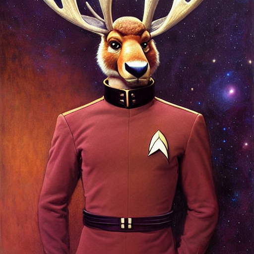 prompthunt: a portrait of a moose in a starfleet uniform star trek ...