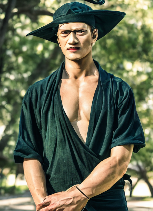 prompthunt A full portrait photo of reallife zoro one piece, f/22