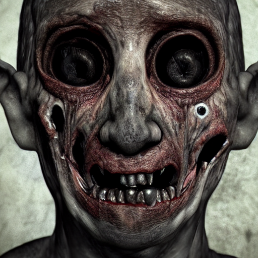 prompthunt: creepy scary face with deteriorated skin and wide open eyes,  burnt, dark, horror face, scary, dark, photorealistic, surreal, cosmic  horror, 8 k, extreme details, detailed face