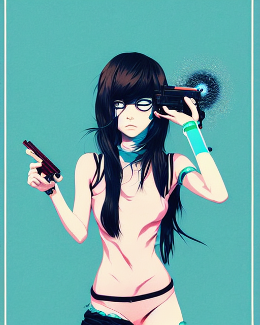 prompthunt: girl holding flashbang, detailed manga illustration