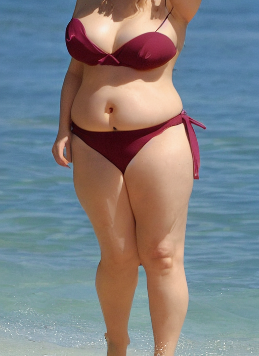 prompthunt: jiggly sexy fat chonky thick chubby curvy kristen bell with a  very big fat round hanging chubby belly dancing in a bikini