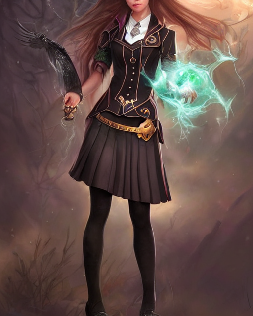 prompthunt: a beautiful female dark magic academy school uniform, 8 k,  hyperrealistic, hyperdetailed, full body pose, fantasy portrait by laura  sava