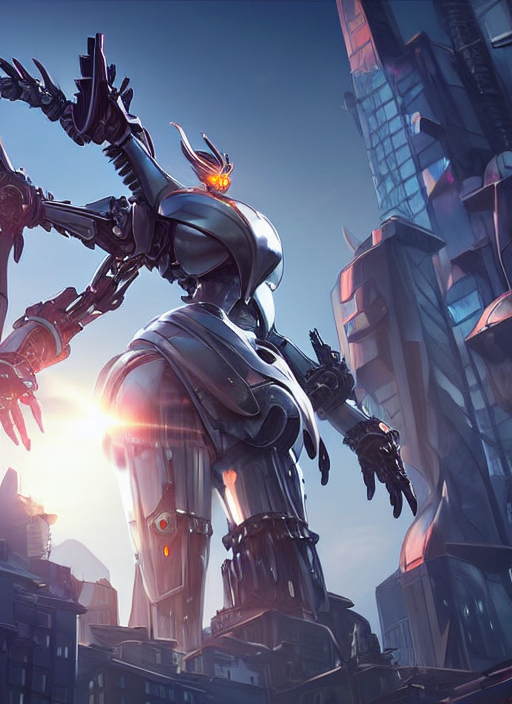 prompthunt: extremely detailed upward cinematic shot of a giant goddess, a  1000 meter tall beautiful perfect stunning hot anthropomorphic robot mecha  female dragon, OLED visor for eyes, metal ears, silver sharp streamlined