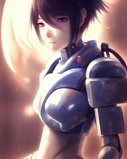 portrait Anime cyborg girl, cyberpunk, cute-fine-face,, Stable Diffusion