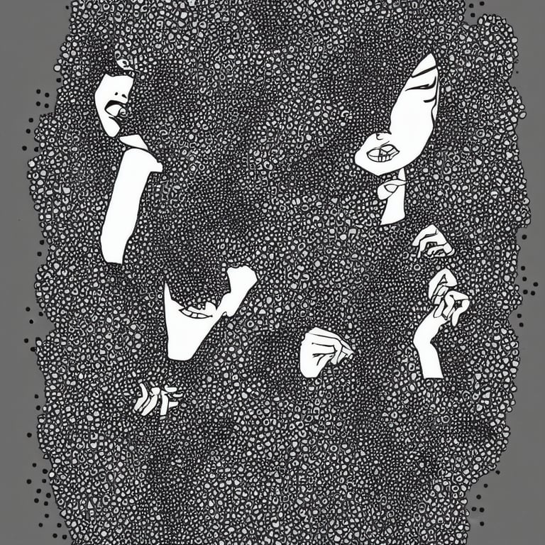 pointilism, black and white, dot art, dark, ominous,, Stable Diffusion