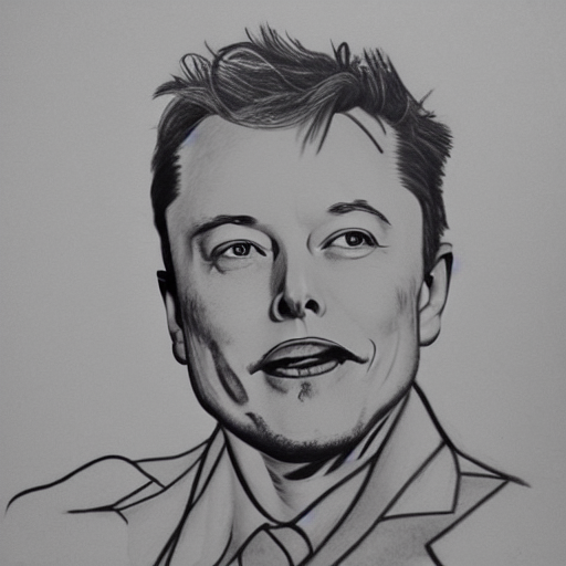 a pencil drawing of Elon Musk, poorly drawn, bad art, incorrect proportions, abstract, by tw1tterpicasso