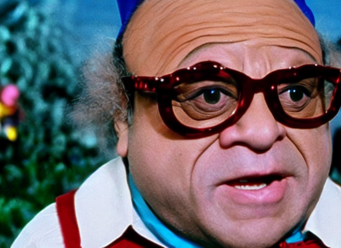 prompthunt: film still of Danny Devito wearing his glasses as an Oompa  Loompa in Willy Wonka and the Chocolate Factory 1971
