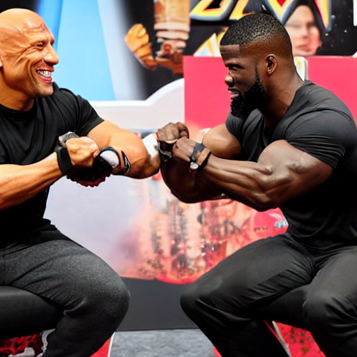 dwayne johnson wrestling a rock, Stable Diffusion