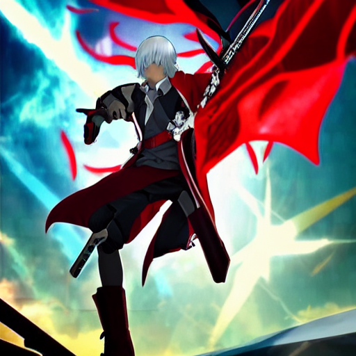 beautiful anime art of Dante from devil may cry by, Stable Diffusion