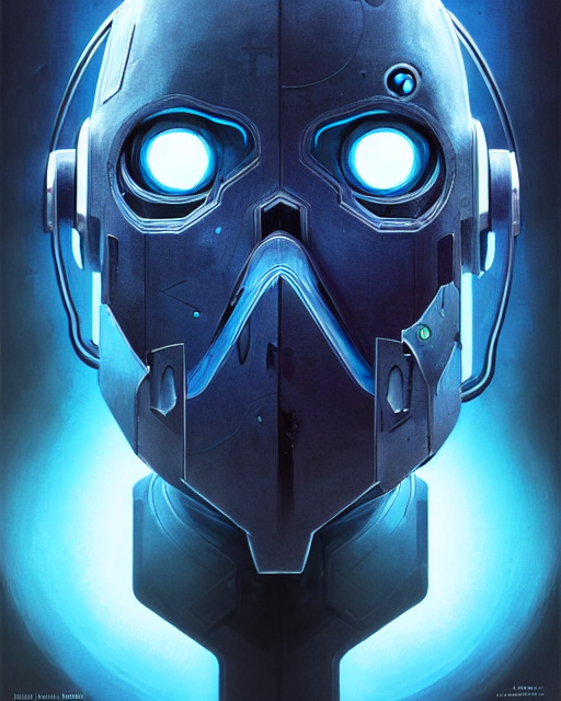 prompthunt: echo from overwatch, evil robot, blue holographic face,  character portrait, portrait, close up, concept art, intricate details,  highly detailed, horror poster, horror, vintage horror art, realistic,  terrifying, in the style of