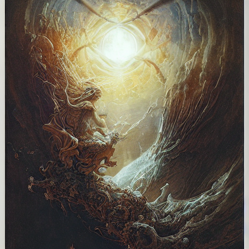 prompthunt: ellen jewett, beautiful surreal palatial pulsar at dawn,  creation of the world, let there be light, light separated from dark,  genesis, gustave dore, ferdinand knab, jeff easley, mystical
