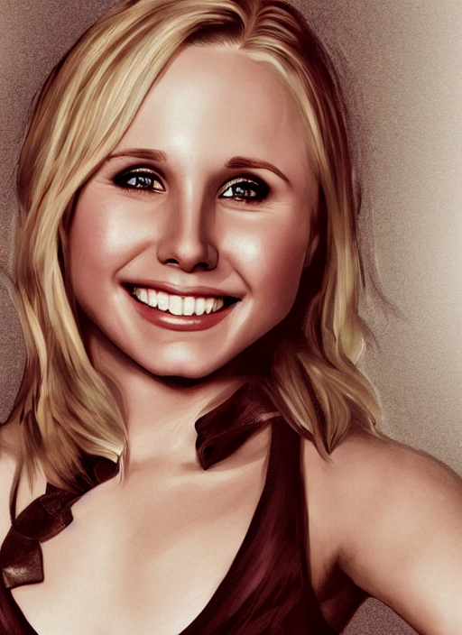 prompthunt: portrait of kristen bell winking at the camera and biting her  lips, intricate, elegant, highly detailed, photorealistic, trending on  artstation, digital art