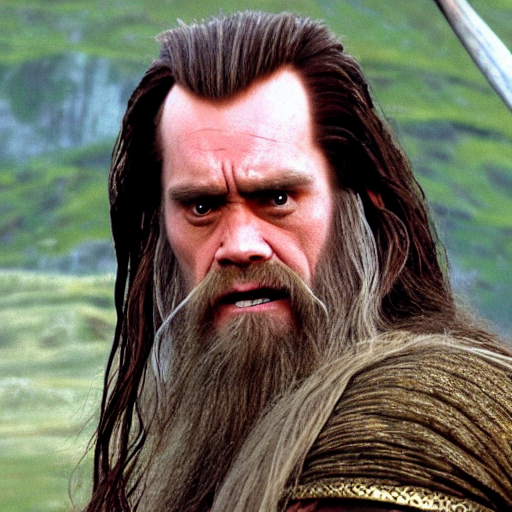 prompthunt jim carrey playing gimli in lord of the rings