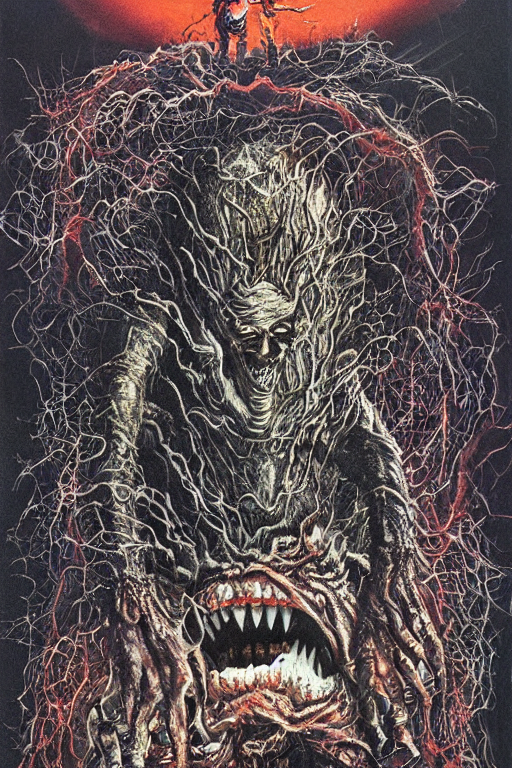 a hyper detailed photorealistic painted horror movie poster for the thing 2 1 9 8 2 by john totleben & john carpenter depicting a horroifying abstract shape shifting alien organism made of human and animal tissue