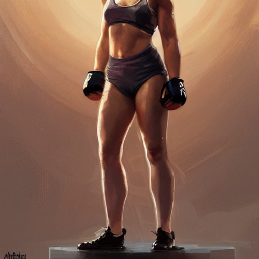 prompthunt: female mma fighter, round about to start, intricate, elegant,  highly detailed, digital painting, artstation, concept art, smooth, sharp,  focus, illustration, art by artgerm and greg rutkowski and alphonse mucha