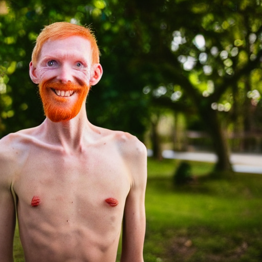 prompthunt: photo of a skinny tall ginger men with enormous yellow ...