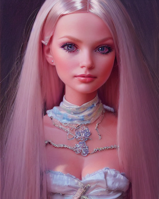 prompthunt: human barbie portrait | highly detailed | very intricate |  symmetrical | whimsical and magical | soft cinematic lighting | award -  winning | closeup portrait | barbie doll | painted