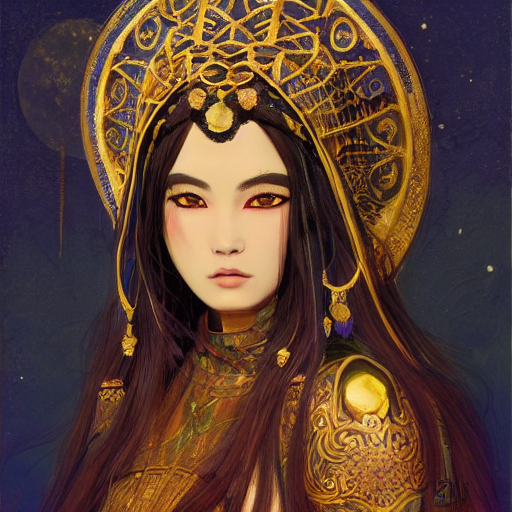 prompthunt painting of junoesque plus size mongolian priestess of the