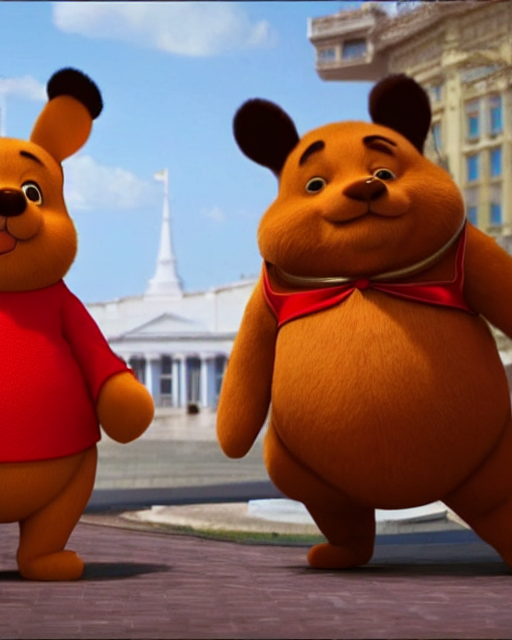 prompthunt: movie still of president xi jinping starring as winnie the