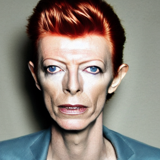 prompthunt: headshot of david bowie's face morphed into actress tilda  swinton's face, androgynous ziggy stardust, bokeh