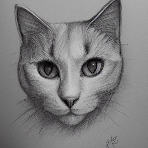 prompthunt beautiful pencil drawing of a cat by the artist loish