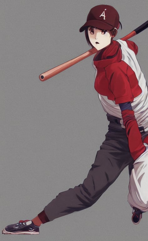 prompthunt: anime style, female baseball player, red sport clothing, baseball  bat, launching a straight ball, brown short hair, hair down, symmetrical  facial features, from arknights, hyper realistic, rule of thirds, extreme  detail,