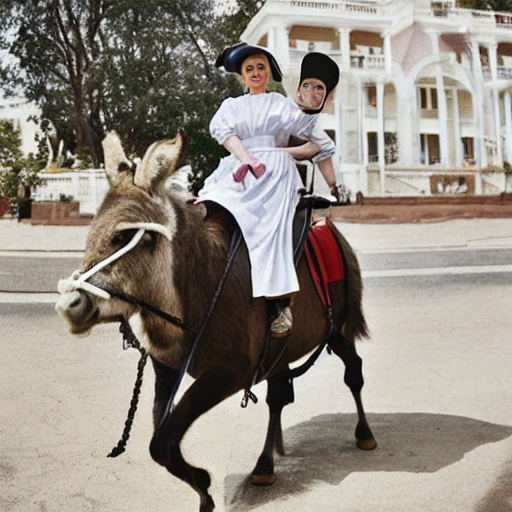 Prompthunt Cute Donald Trump Riding A Donkey Wearing A Maid Outfit