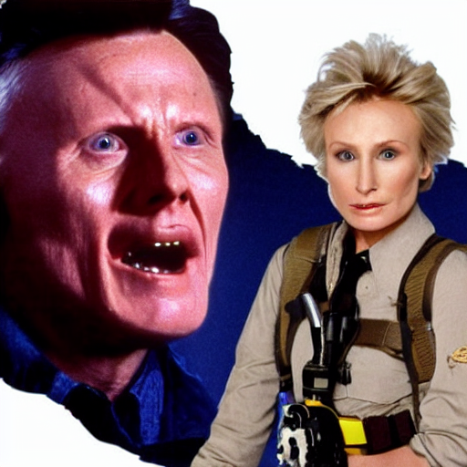 john voight is a ghostbuster, capturing jane lynch horrible scary poltergeist, practical effects, monster makeup, gritty film, melting face, skeletal scream