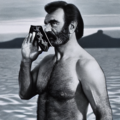 prompthunt: “an 8k hi res uhd photo of Sean Connery relaxing on a pier on  another planet holding a Louis Vuitton purse from the movie Zardoz”
