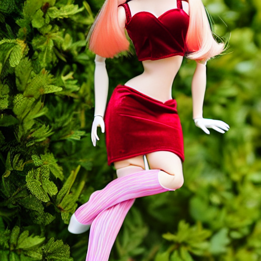 prompthunt: anime barbie doll, in red velvet stockings, red bra, a