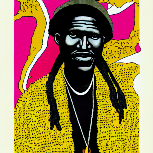 prompthunt: portrait of alpha blondy by michael deforge, very detailed, 4 k