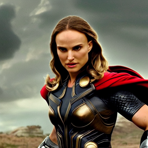 muscular fit sexy natalie portman in thor fight scene, marvel movie footage, hd movie photo
