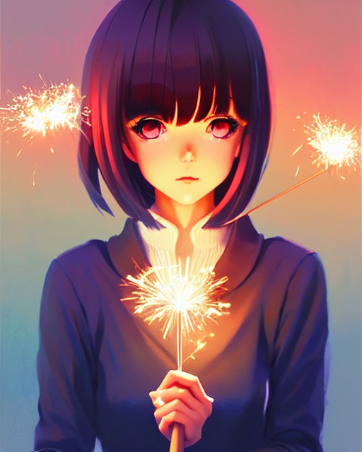 Beautiful Embarrassed Anime Girl with Short Black Hair Holding a Gift in  Her Hand, Blurred Background, Bokeh Stock Illustration - Illustration of  year, bokeh: 284385851