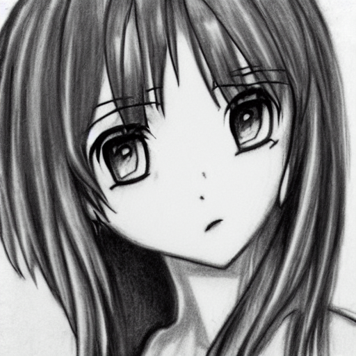 pencil drawing of an anime girl, Stable Diffusion