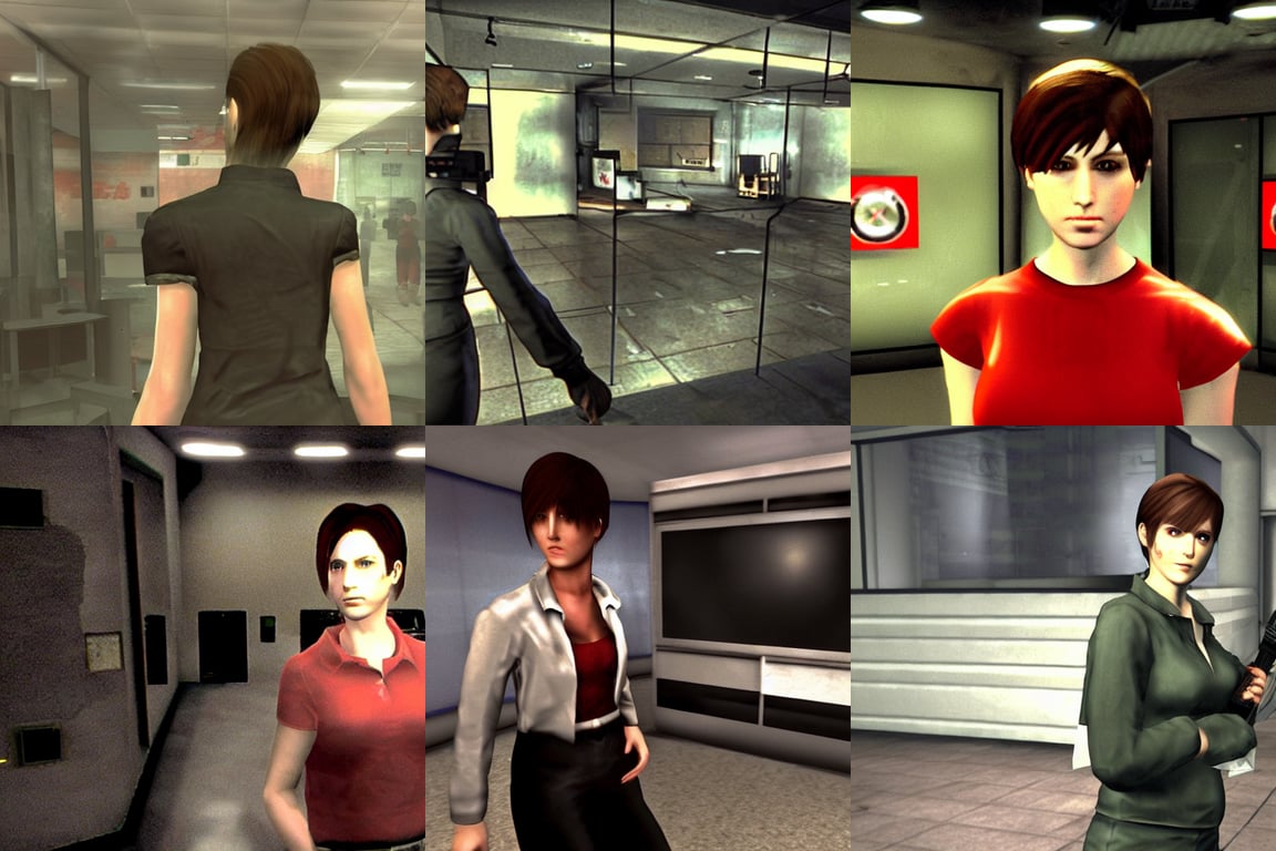 prompthunt Rebecca Chambers from Resident Evil is walking through a TV