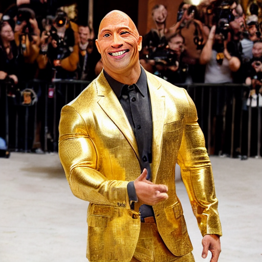 prompthunt dwayne the rock johnson wearing a golden expensive