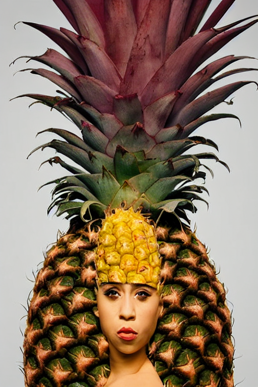 prompthunt doja cat as a pineapple, human face in the shape of a