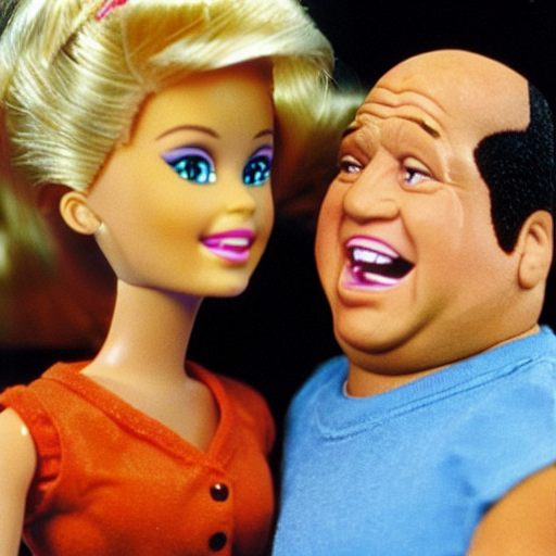 prompthunt: barbie danny devito candid 1 9 9 0 s children's show, detailed  facial expressions
